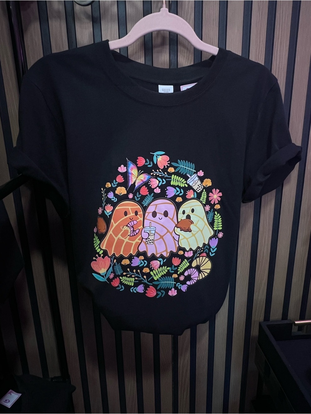 Unbranded Black Short-Sleeve Tee with Colorful Ghost Trio Graphic